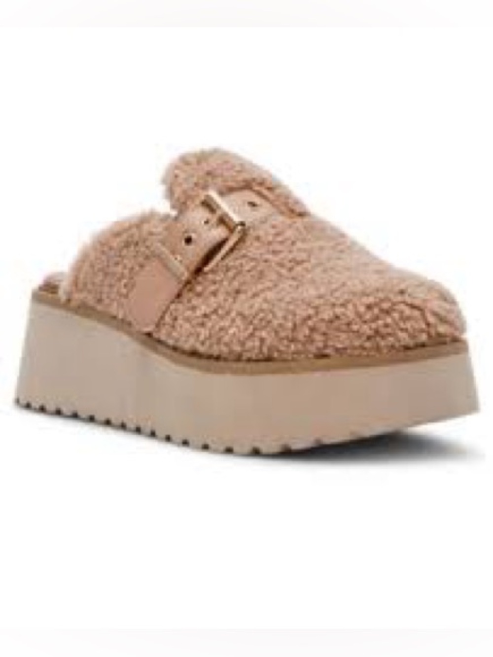 Dolce Vita EUC Cozy Buckle Faux Fur Mules Sz 10